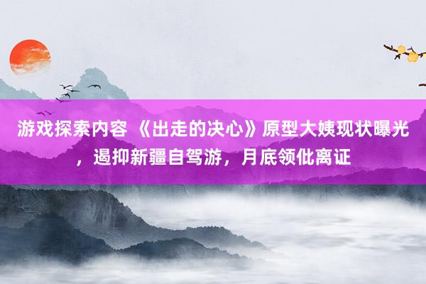 游戏探索内容 《出走的决心》原型大姨现状曝光，遏抑新疆自驾游，月底领仳离证