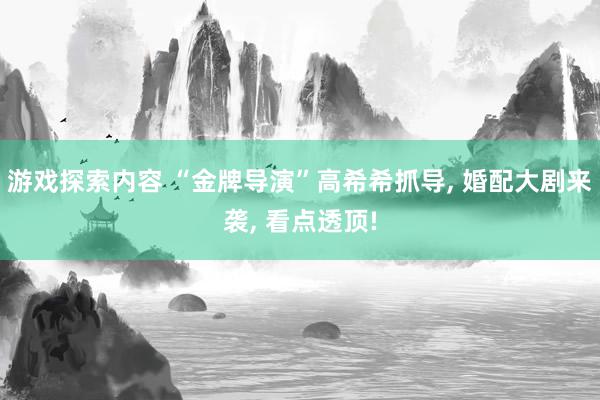 游戏探索内容 “金牌导演”高希希抓导, 婚配大剧来袭, 看点透顶!