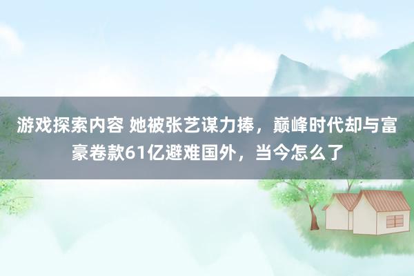 游戏探索内容 她被张艺谋力捧，巅峰时代却与富豪卷款61亿避难国外，当今怎么了