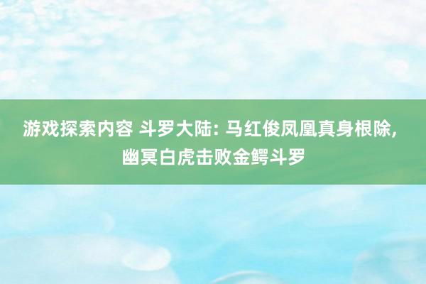 游戏探索内容 斗罗大陆: 马红俊凤凰真身根除, 幽冥白虎击败金鳄斗罗