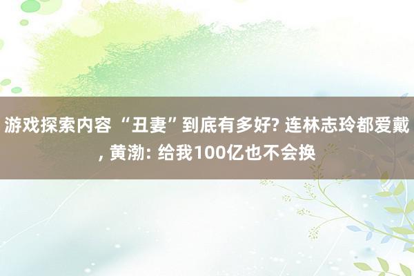 游戏探索内容 “丑妻”到底有多好? 连林志玲都爱戴, 黄渤: 给我100亿也不会换